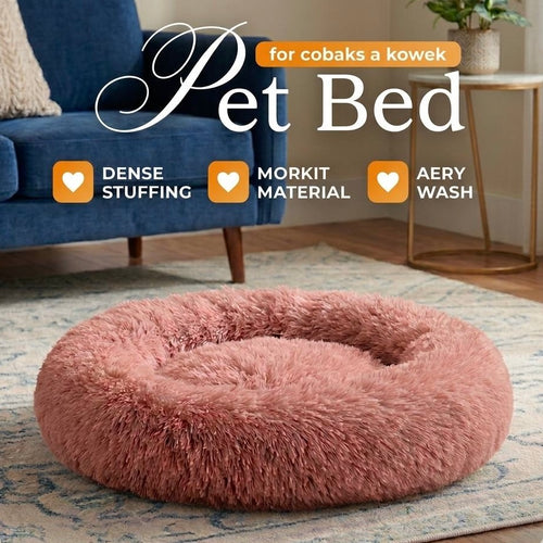 Round Large Bed for Cats and Dogs Winter Warm Plush Bed