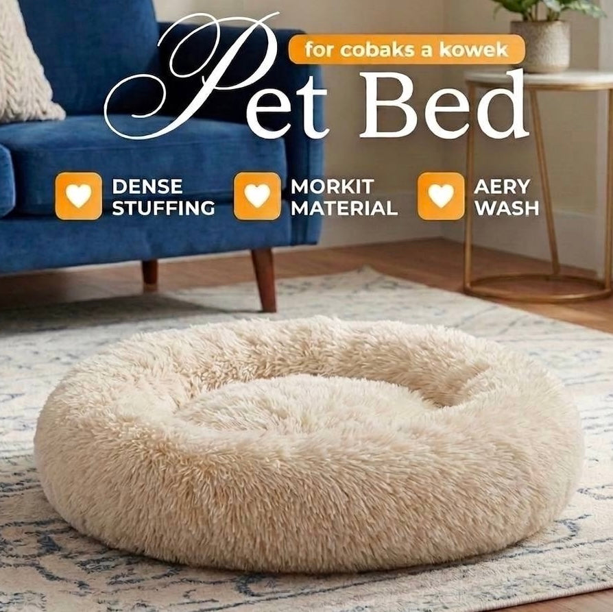 Round Large Bed for Cats and Dogs Winter Warm Plush Bed
